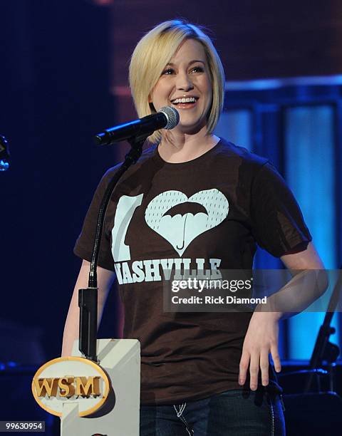 Singer/Songwriter Kellie Pickler performs during the Music City Keep on Playin' benefit concert at the Ryman Auditorium on May 16, 2010 in Nashville,...