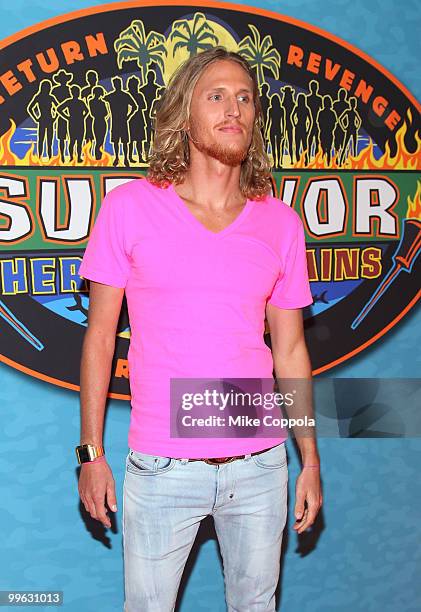 Television personality Tyson Apostol attends the "Survivor: Heroes Vs Villains" finale reunion show at Ed Sullivan Theater on May 16, 2010 in New...