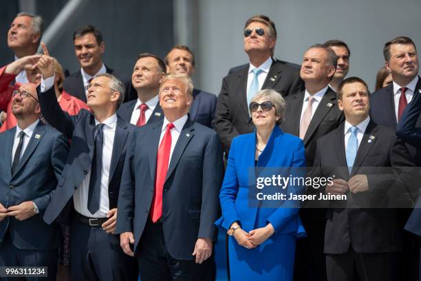 Heads of state and government, including Belgian Prime Minister Charles Michel, NATO Secretary General Jens Stoltenberg, U.S. President Donald Trump,...