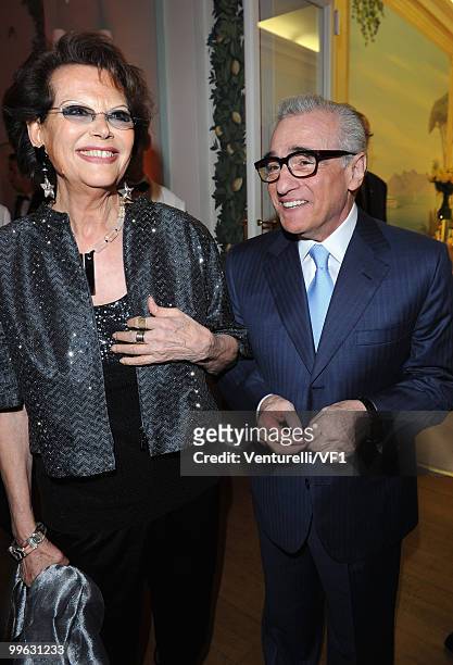 Actress Claudia Cardinale and Director Martin Scorsese attend the Vanity Fair and Gucci Party Honoring Martin Scorsese during the 63rd Annual Cannes...