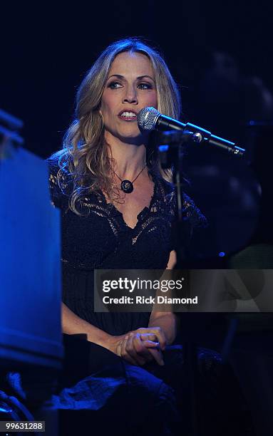 Singer/Songwriter Sheryl Crow performs during the Music City Keep on Playin' benefit concert at the Ryman Auditorium on May 16, 2010 in Nashville,...