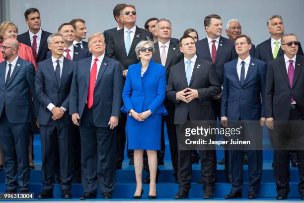 Heads of state and government, including Belgian Prime Minister Charles Michel, NATO Secretary General Jens Stoltenberg, U.S. President Donald Trump,...