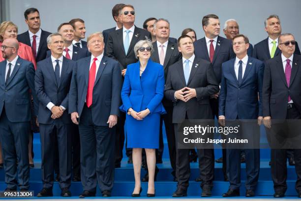 Heads of state and government, including Belgian Prime Minister Charles Michel, NATO Secretary General Jens Stoltenberg, U.S. President Donald Trump,...