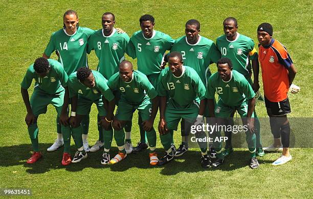 File picture dated August 23, 2008 shows from top L: Nigerian forward Peter Odemwingie, midfielder Sani Kaita, defenders Dele Adeleye and Chibuzor...