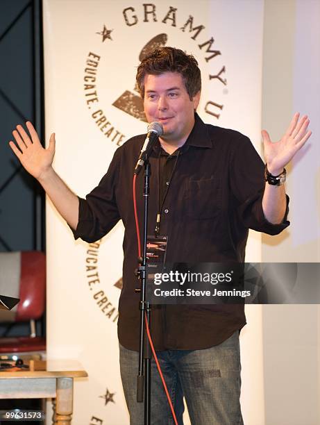 David Collins of Lucas Arts speaks to the crowd at the GRAMMY U Music Industry Summit at Expression College for Digital Arts on May 15, 2010 in...