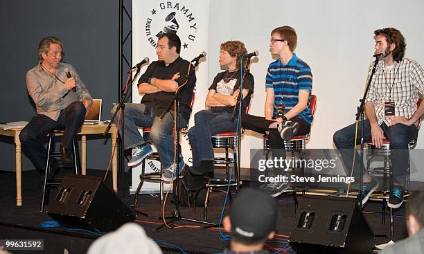 Stephen Hart and presenters speak at Making A Living As An Engineer: Best Practices at the GRAMMY U Music Industry Summit at Expression College for...