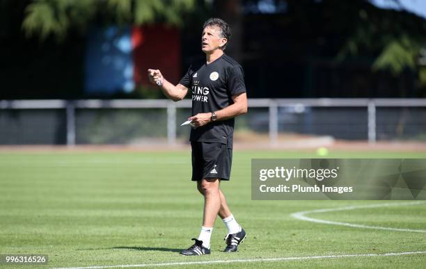 Manager Claude Puel during the Leicester City pre-season training camp on July 11, 2018 in Evian, France.