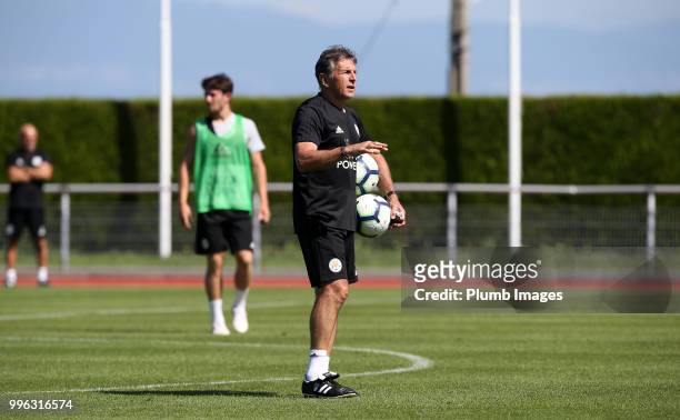 Manager Claude Puel during the Leicester City pre-season training camp on July 11, 2018 in Evian, France.