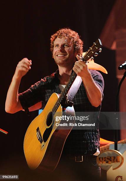 Singer/Songwriter Dierks Bentley performS during the Music City Keep on Playin' benefit concert at the Ryman Auditorium on May 16, 2010 in Nashville,...