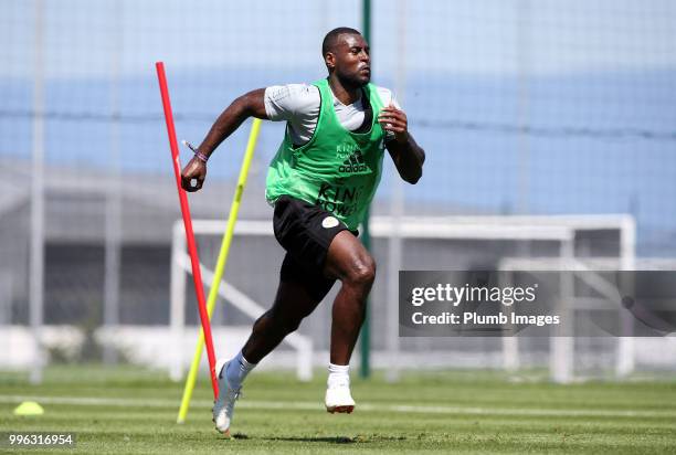 Wes Morgan during the Leicester City pre-season training camp on July 11, 2018 in Evian, France.