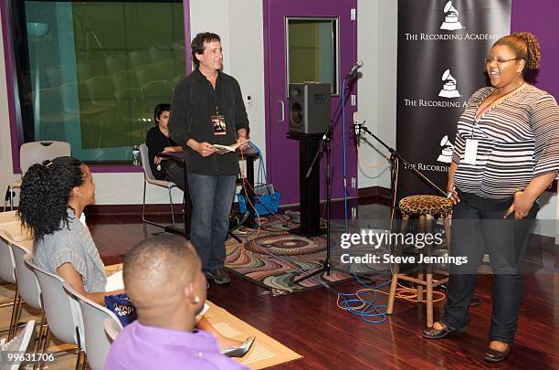 Steven Memel teaches the Performance Skills Workshop at the GRAMMY U Music Industry Summit at Expression College for Digital Arts on May 15, 2010 in...
