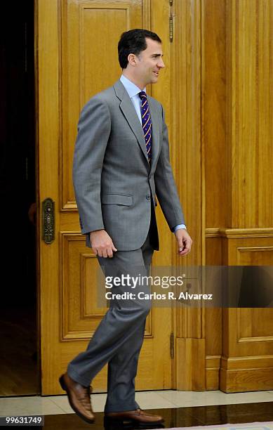 Prince Felipe of Spain attends several audiences at the Zarzuela Palace on May 14, 2010 in Madrid, Spain.