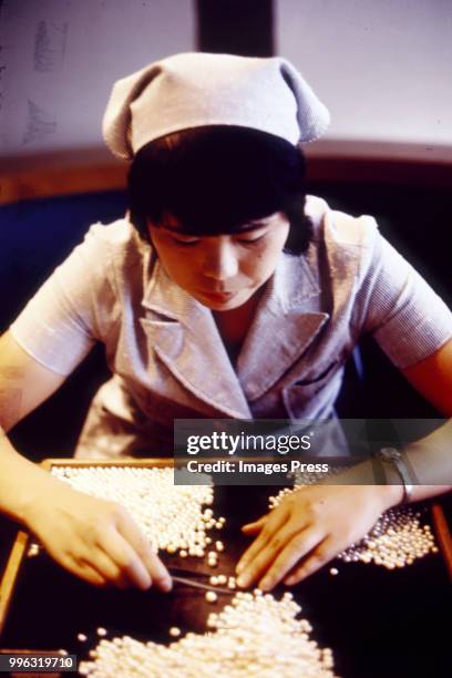 Pearl Jewelry Production for K. Mikimoto & Co. Circa 1973 in Nara, Japan.