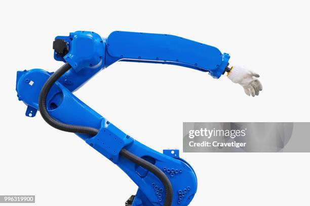 motor of robotic arm on white background. mechanical hand. industrial robot manipulator. modern industrial technology. - province de chonburi photos et images de collection