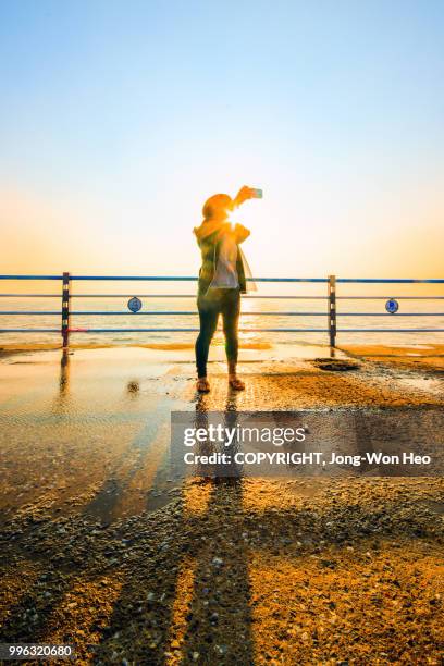 a self-photographing girl in the sun - provinsen gyeonggi bildbanksfoton och bilder