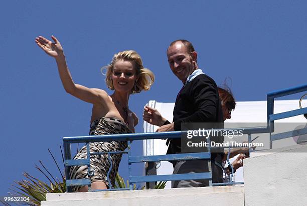 Eva Herzigova sighting on the roof top of the Martinez Hotel during a photo shoot on May 16, 2010 in Cannes, France.