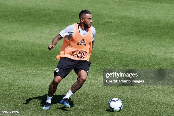 Danny Simpson during the Leicester City pre-season training camp on July 11, 2018 in Evian, France.