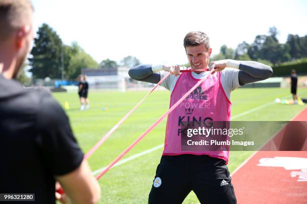Eldin Jakupovic during the Leicester City pre-season training camp on July 11, 2018 in Evian, France.