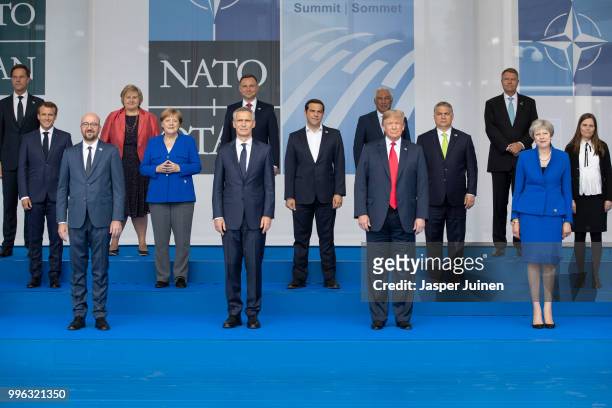 Heads of state and government, including Belgian Prime Minister Charles Michel, NATO Secretary General Jens Stoltenberg, U.S. President Donald Trump...
