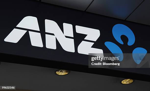 The Australia & New Zealand Banking Group Ltd. Logo is displayed on the company's newly opened flagship branch in the central business district in...