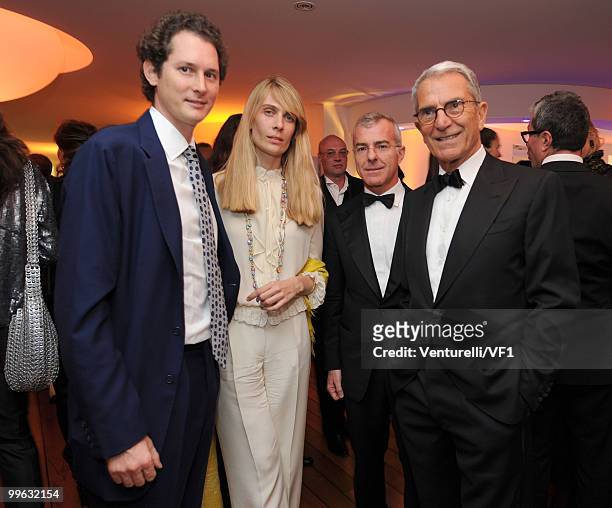 John Elkann, Lavinia Borromeo, Giampaolo Letta and Carlo Rossella attend the Vanity Fair and Gucci Party Honoring Martin Scorsese during the 63rd...