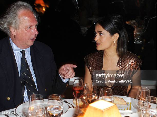 Vanity Fair Editor Graydon Carter and actress Salma Hayek attend the Vanity Fair and Gucci Party Honoring Martin Scorsese during the 63rd Annual...