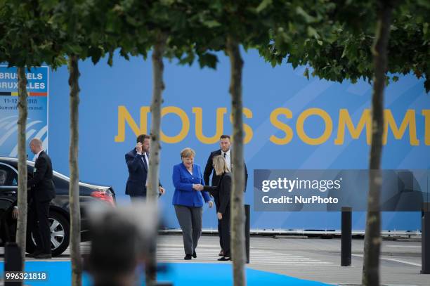 German chancelor Angela Merkel is seen arriving at the 2018 NATO Summit in Brussels, Belgium on July 11, 2018.