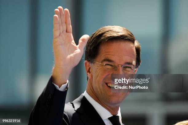 Dutch PM Mark Rutte arrives at the 2018 NATO Summit in Brussels, Belgium on July 11, 2018.