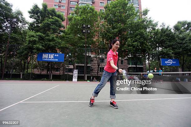 Student takes part in the training session of Kappa Tennis Cheering Show on May 16, 2010 in Beijing, China. Kappa Tennis Cheering Show is an event...