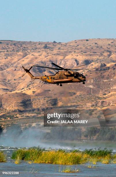 Sikorsky CH-53K King Stallion helps searching the Sea of Galilee coasts for remains of a reported drone launched from Syria and intercepted by a...