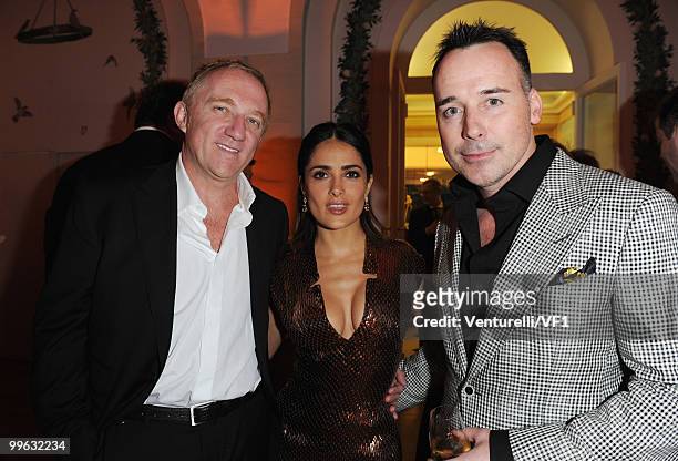 Francois Pinault, Actress Salma Hayek and David Furnish attend the Vanity Fair and Gucci Party Honoring Martin Scorsese during the 63rd Annual Cannes...