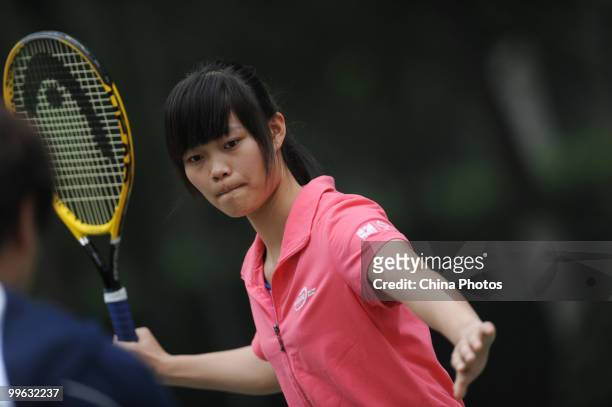 Student takes part in the training session of Kappa Tennis Cheering Show on May 16, 2010 in Beijing, China. Kappa Tennis Cheering Show is an event...