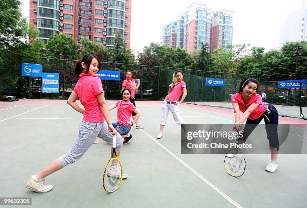 Students pose during the training session of Kappa Tennis Cheering Show on May 16, 2010 in Beijing, China. Kappa Tennis Cheering Show is an event...