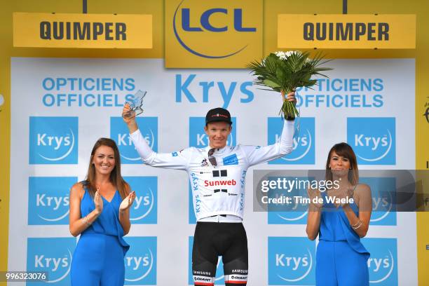 Podium / Soren Kragh Andersen of Denmark and Team Sunweb White Best Young Jersey / Celebration /during the 105th Tour de France 2018, Stage 5 a...