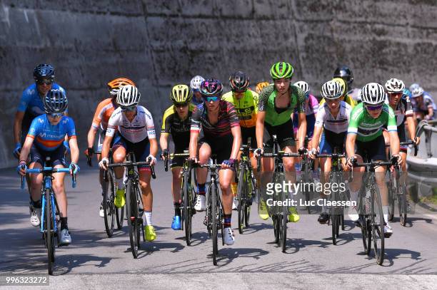 Eider Merino of Spain and Movistar Women Team / Ashleigh Moolman Pasio of South Africa and Cervelo-Bigla Pro Cycling Team / Amanda Spratt of...