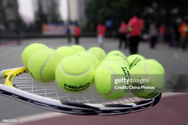 Students take part in the training session of Kappa Tennis Cheering Show on May 16, 2010 in Beijing, China. Kappa Tennis Cheering Show is an event...