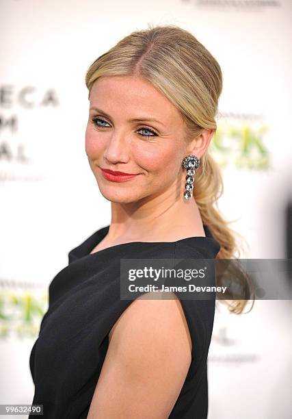 Cameron Diaz attends the "Shrek Forever After" premiere during the 9th Annual Tribeca Film Festival at the Ziegfeld Theatre on April 21, 2010 in New...