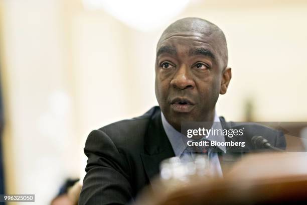 Thomas Hicks, chairman of the U.S. Election Assistance Commission , speaks during a Senate Rules and Administration Committee hearing on election...