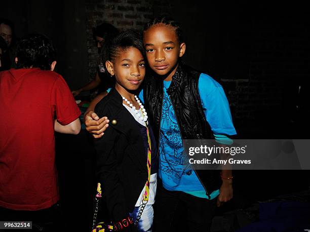 Actors Willow Smith and Jaden Smith attend the Hannah Montana Wrap Party at H Wood on May 16, 2010 in Los Angeles, California.