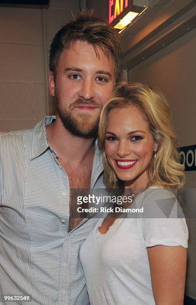 Singer/Songwriter Charles Kelley of Lady Antebellum and His Publicist wife Cassie McConnell backstage during the "Music City Keep on Playin'" benefit...