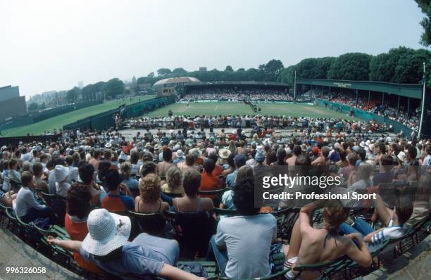 View of the court and the crowd during the Davis Cup World Group Quarter-Final match between Sweden and New Zealand at the Devonshire Park Lawn...