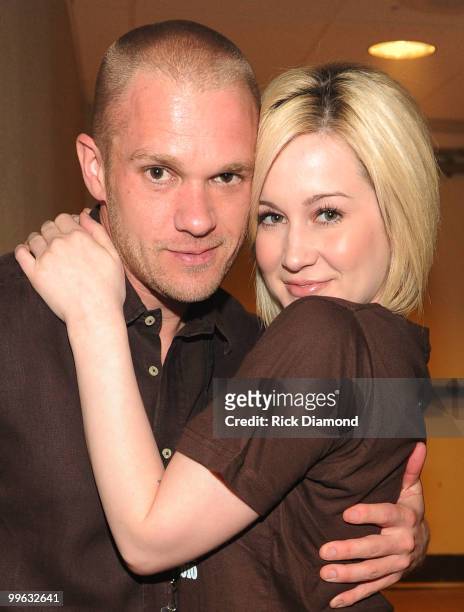 Songwriter Kyle Jacobs with Girlfriend Singer/Songwriter Kellie Pickler backstage during the "Music City Keep on Playin'" benefit concert at the...