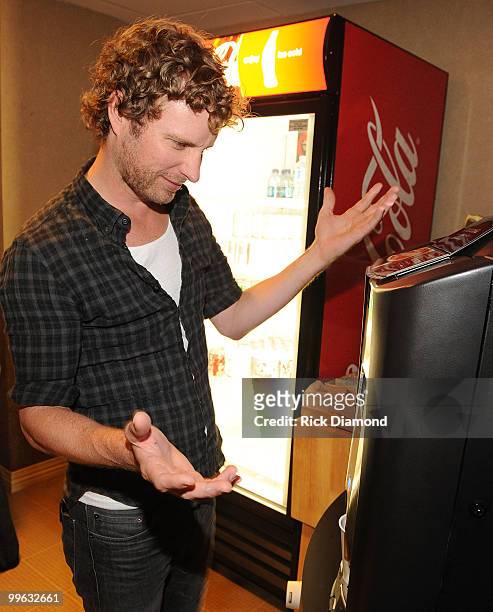 Singer/Songwriter Dierks Bentley backstage looking for coffee during the "Music City Keep on Playin'" benefit concert at the Ryman Auditorium on May...