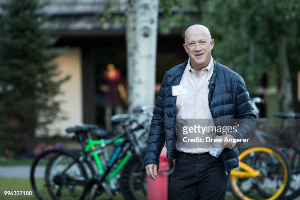 Bryan Lourd, managing director and co-chairman of Creative Artists Agency, arrives for a morning session of the annual Allen & Company Sun Valley...