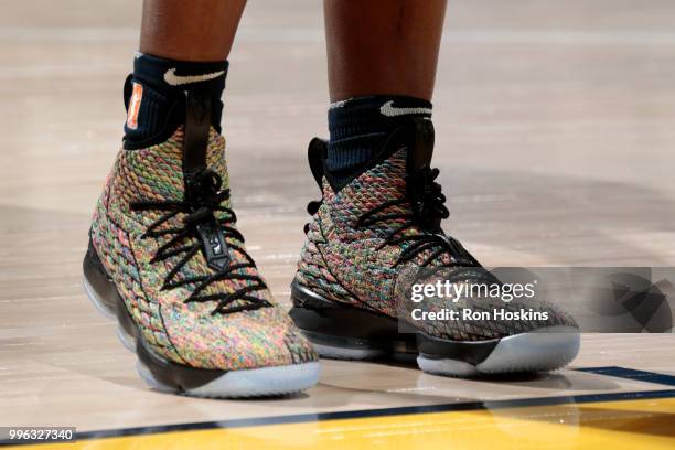 The sneakers of Sylvia Fowles of the Minnesota Lynx during the game against the Indiana Fever on July 11, 2018 at Bankers Life Fieldhouse in...