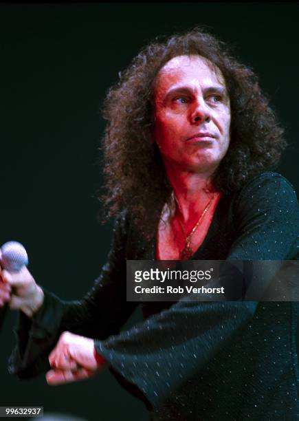 Ronnie James Dio performs on stage at guest vocalist with Deep Purple at Ahoy on October 30th 2000 in Rotterdam, Netherlands.