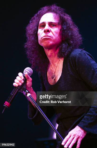 Ronnie James Dio performs on stage at guest vocalist with Deep Purple at Ahoy on October 30th 2000 in Rotterdam, Netherlands.