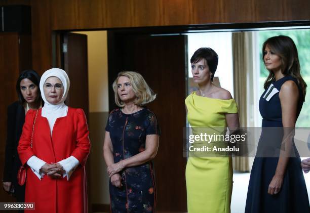 First Lady of Turkey Emine Erdogan , Partner of European Council President Malgorzata Tusk , Belgian Prime Minister Michel's partner Amelie...