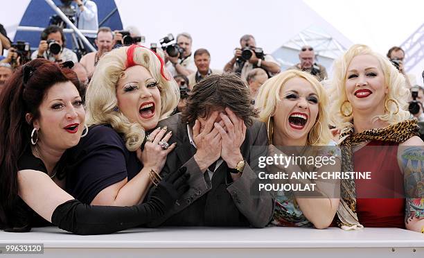 Actress Kitten on the Keys, actress Dirty Martini, French director and actor Mathieu Amalric, actress Julie Atlas Muz and actress Mimi Le Meaux pose...