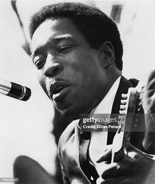 Buddy Guy performs on stage in 1968 in the United States.